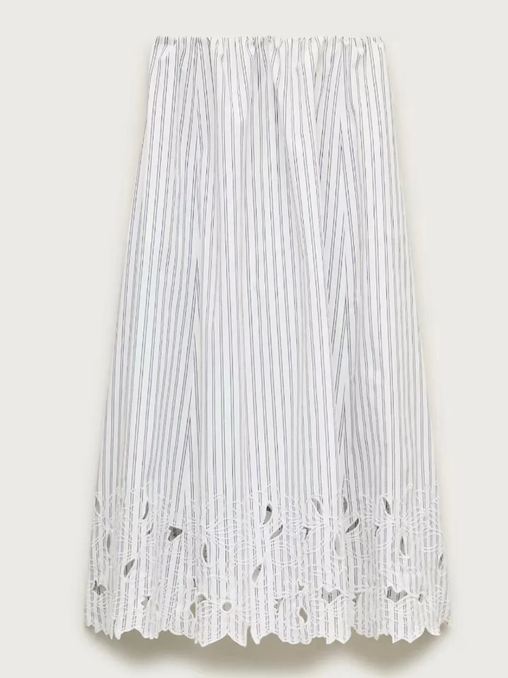 j.crew embroidered pull-on midi skirt in striped cotton poplin. size: l.